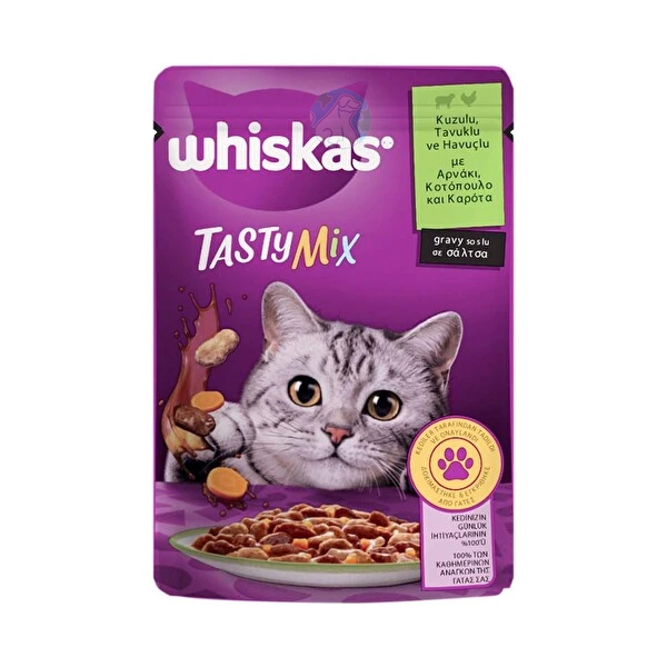 پوچ گربه مرغ و بره  و سبزیجات در سس whiskas